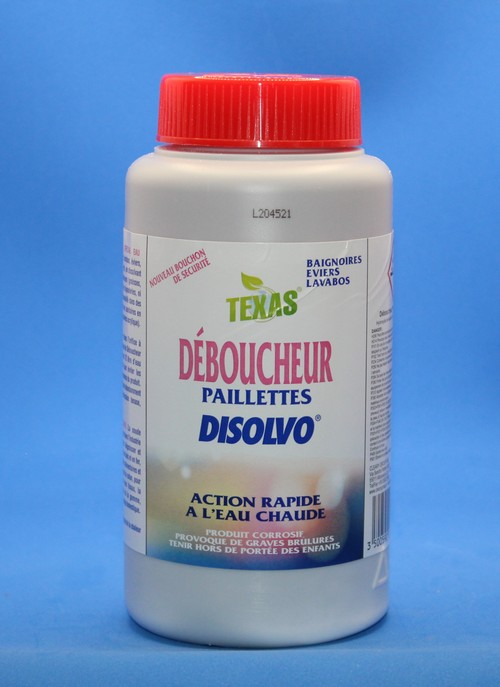 Disolvo déboucheur paillettes eau chaude 750gr (anciennement marque DEBOUCHEUR TEXAS)