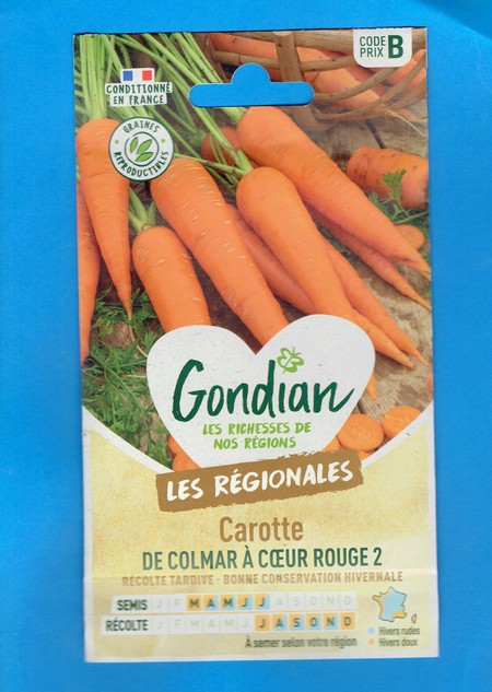 Gondian graine Carotte de Colmar à Coeur Rouge n°2  5g